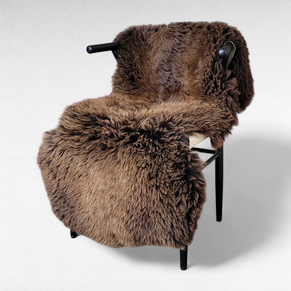 Brown Sheepskin Rug -Very Long Large Lofty Pelt 55" x 28"